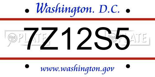 7Z12S5 District Of Columbia License Plate