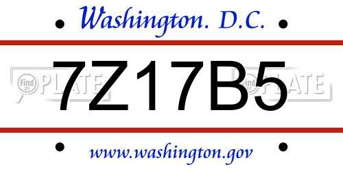 7Z17B5 District Of Columbia License Plate