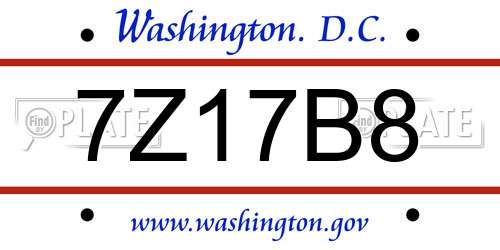 7Z17B8 District Of Columbia License Plate