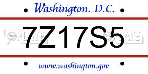 7Z17S5 District Of Columbia License Plate