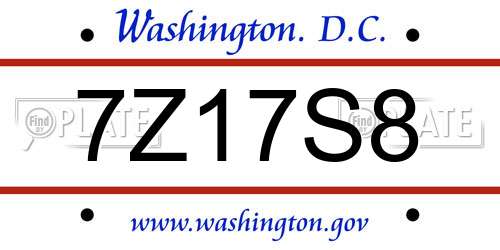 7Z17S8 District Of Columbia License Plate