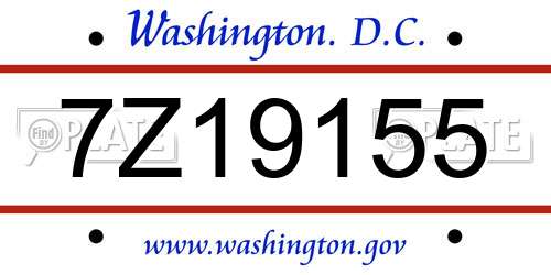 7Z19155 District Of Columbia License Plate