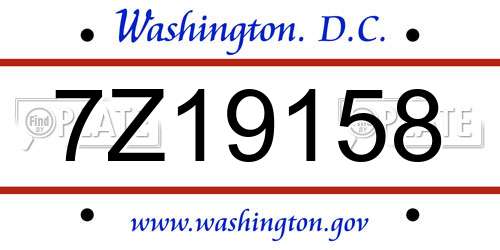 7Z19158 District Of Columbia License Plate
