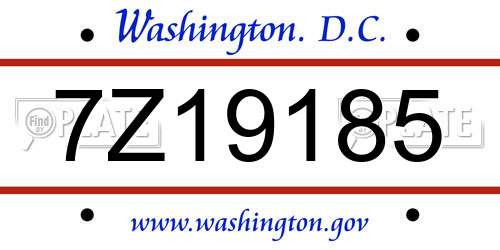 7Z19185 District Of Columbia License Plate