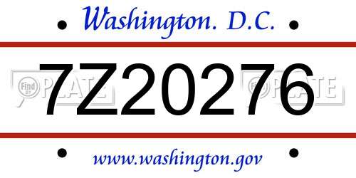 7Z20276 District Of Columbia License Plate