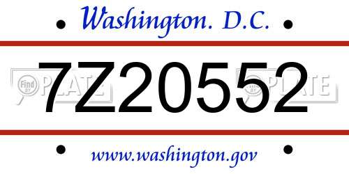 7Z20552 District Of Columbia License Plate