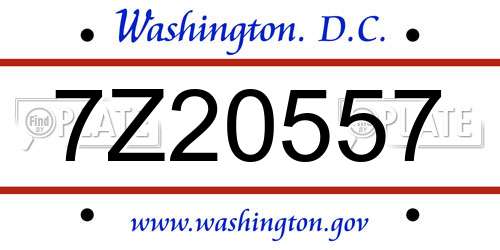 7Z20557 District Of Columbia License Plate