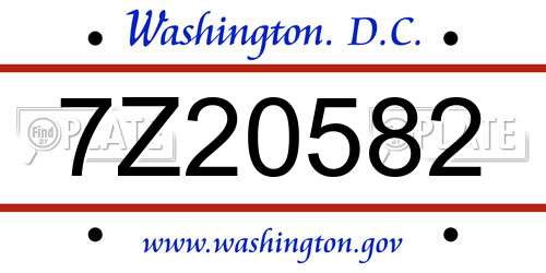 7Z20582 District Of Columbia License Plate