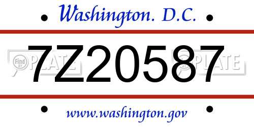 7Z20587 District Of Columbia License Plate