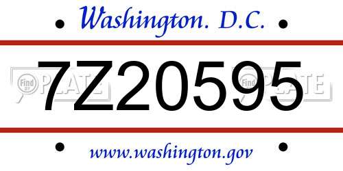 7Z20595 District Of Columbia License Plate