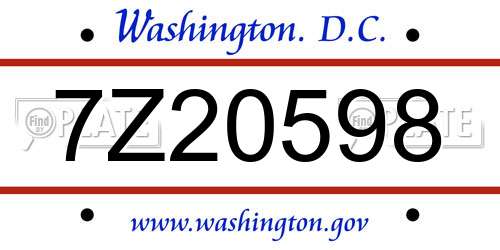 7Z20598 District Of Columbia License Plate
