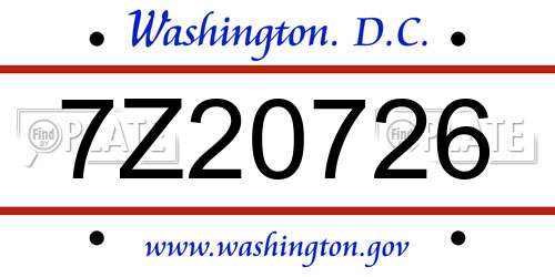 7Z20726 District Of Columbia License Plate