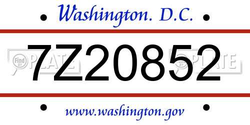 7Z20852 District Of Columbia License Plate