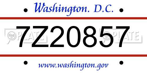 7Z20857 District Of Columbia License Plate