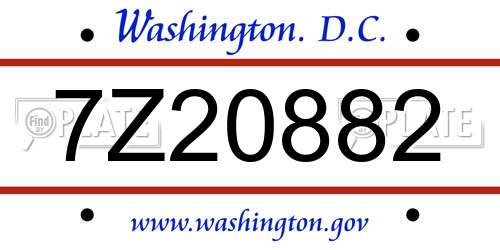 7Z20882 District Of Columbia License Plate