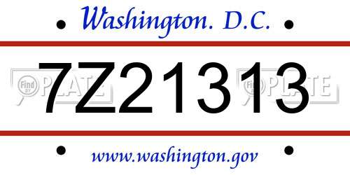 7Z21313 District Of Columbia License Plate