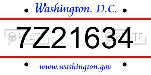 7Z21634 District Of Columbia License Plate