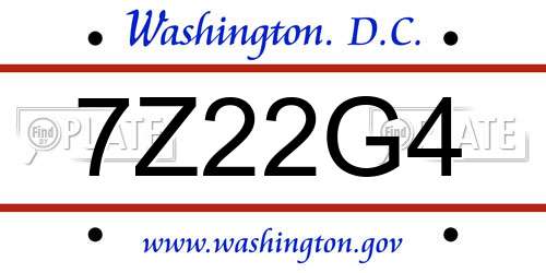 7Z22G4 District Of Columbia License Plate