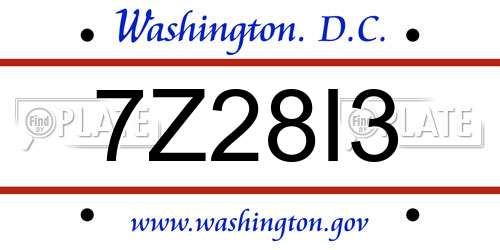 7Z28I3 District Of Columbia License Plate