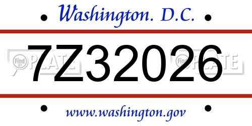 7Z32026 District Of Columbia License Plate