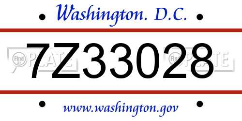 7Z33028 District Of Columbia License Plate
