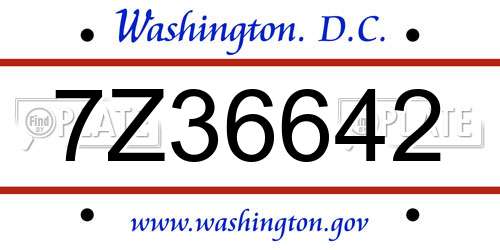 7Z36642 District Of Columbia License Plate
