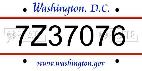 7Z37076 District Of Columbia License Plate