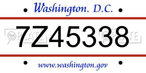 7Z45338 District Of Columbia License Plate