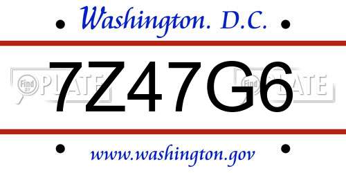 7Z47G6 District Of Columbia License Plate
