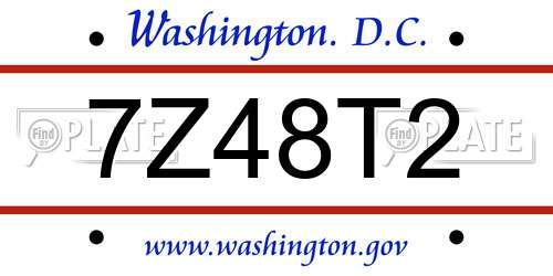 7Z48T2 District Of Columbia License Plate