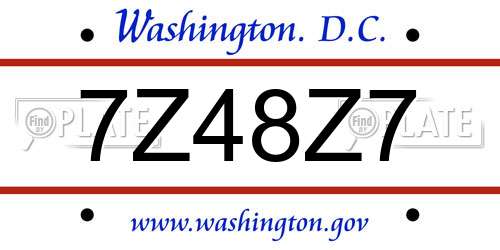 7Z48Z7 District Of Columbia License Plate