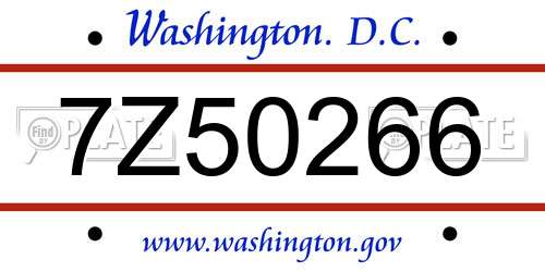 7Z50266 District Of Columbia License Plate