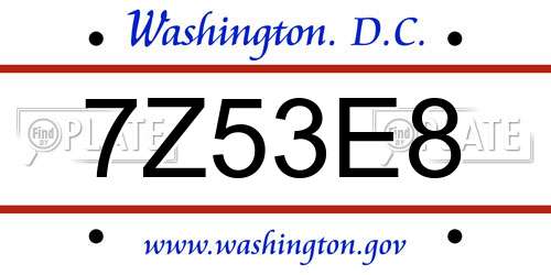 7Z53E8 District Of Columbia License Plate