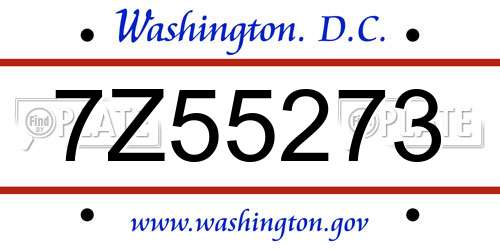 7Z55273 District Of Columbia License Plate