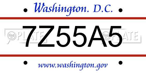 7Z55A5 District Of Columbia License Plate