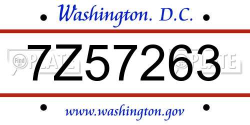 7Z57263 District Of Columbia License Plate