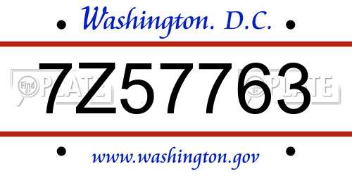 7Z57763 District Of Columbia License Plate