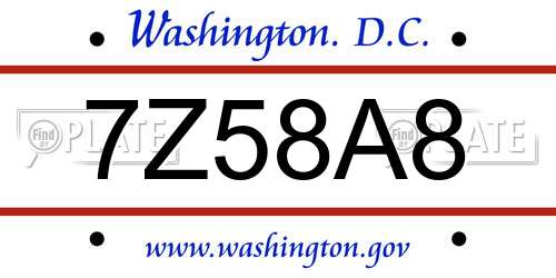 7Z58A8 District Of Columbia License Plate