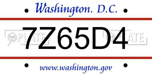 7Z65D4 District Of Columbia License Plate