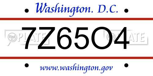 7Z65O4 District Of Columbia License Plate