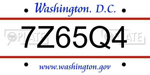 7Z65Q4 District Of Columbia License Plate