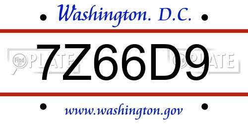 7Z66D9 District Of Columbia License Plate