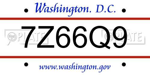 7Z66Q9 District Of Columbia License Plate