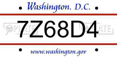 7Z68D4 District Of Columbia License Plate