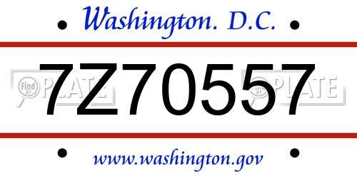 7Z70557 District Of Columbia License Plate