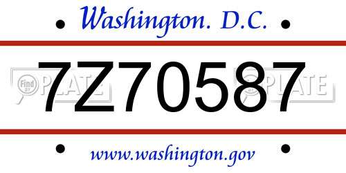 7Z70587 District Of Columbia License Plate