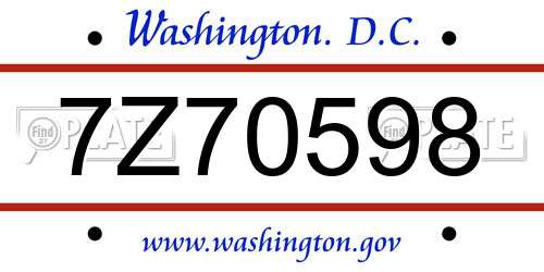 7Z70598 District Of Columbia License Plate