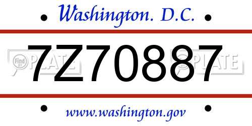 7Z70887 District Of Columbia License Plate