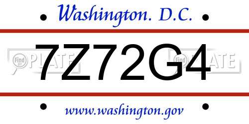 7Z72G4 District Of Columbia License Plate