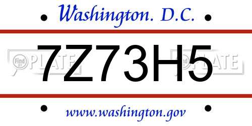 7Z73H5 District Of Columbia License Plate